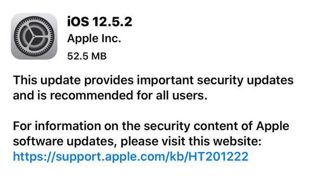青岛苹果手机维修分享iOS12.5.2发布，建议所有老苹果用户安装 